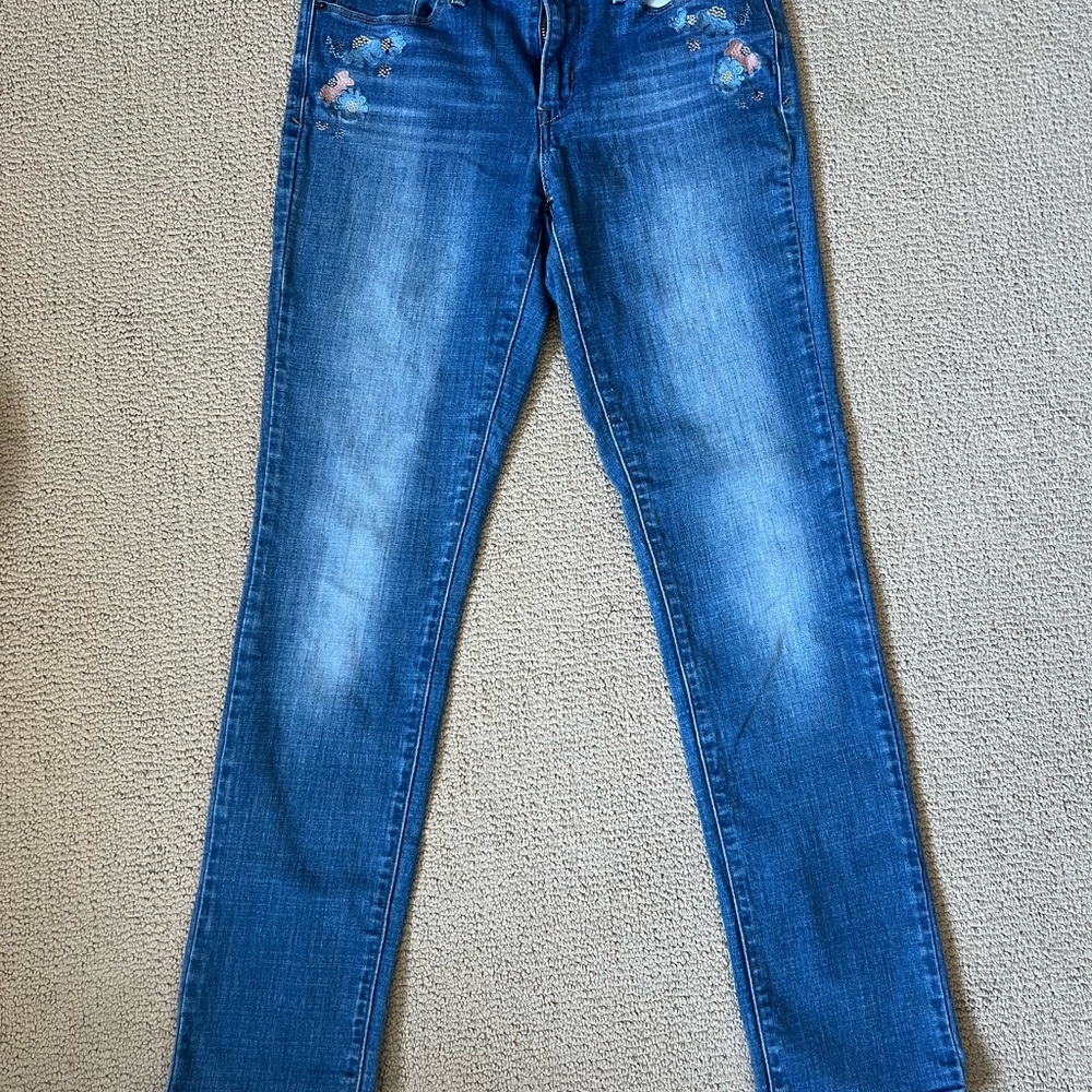 Women's Blue Floral Embroidered Levi Jeans